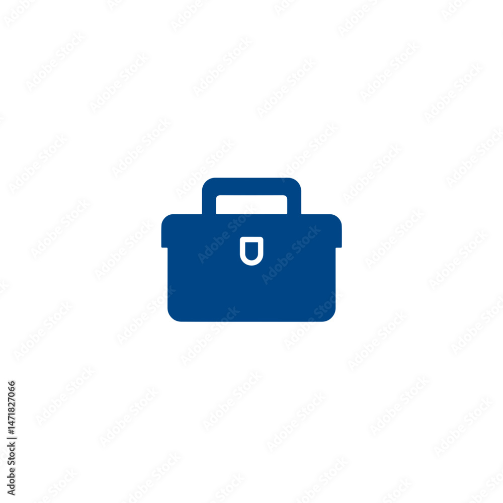 Toolbox icon in dark blue on a white background, minimalist style, storage symbol
Toolbox icon in dark blue on a white background, minimalist style, storage symbol
