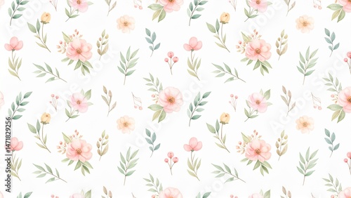 Wallpaper Mural Watercolor Floral Seamless Pattern – Pastel Flowers for Wedding Invitations & Wall Art. Torontodigital.ca