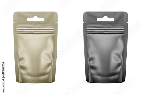 Stand Up Pouch Mockup 3D Rendering Isolated on White Background