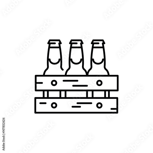 Beer crate icon. Simple crate with beer bottles icon for social media, app and web design. Vector illustration.