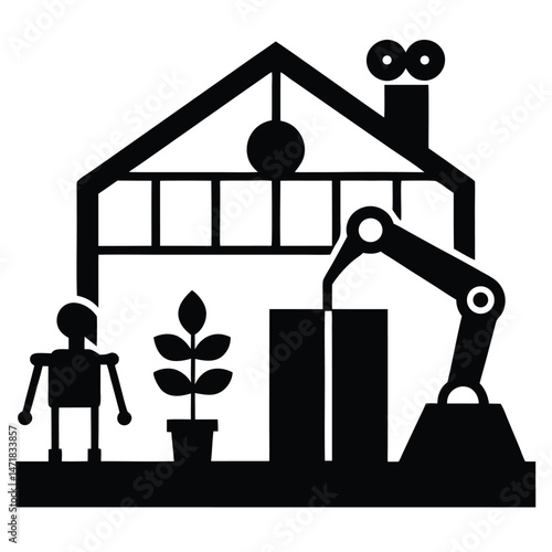Ai operated greenhouse with robotic arms tending t
