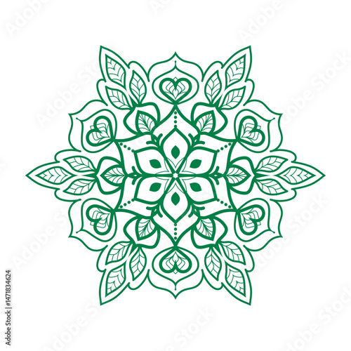 Intricate Green Leaf Mandala for  Decorative Use