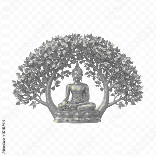 buddha in lotus position vector