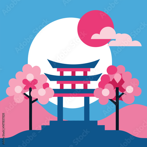 Cartoon baby room interior design with pink furniture and flower decoration for a child's home