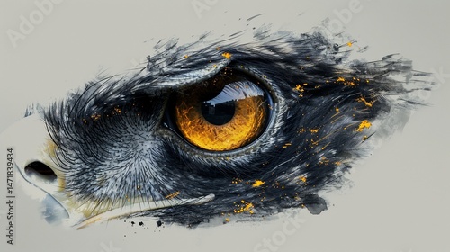 Majestic Eagle Eye: A Close-Up Watercolor Masterpiece