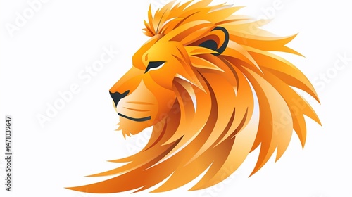 Majestic Lion: A Fiery Orange Abstract Portrait