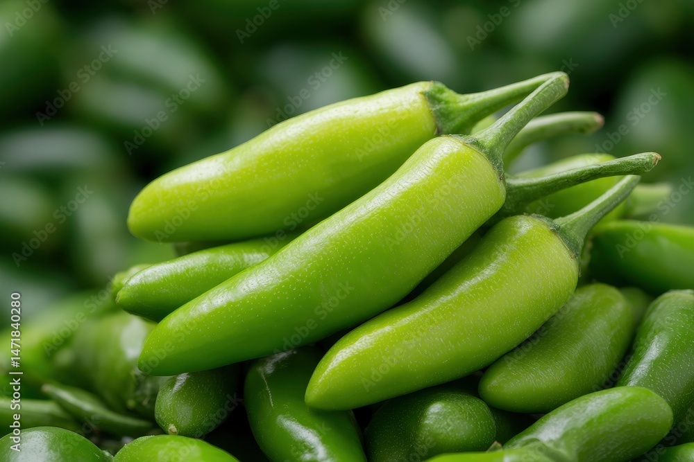 Vibrant Green Chili Peppers: A Lush, Fresh Harvest Vibrant Green Chili Peppers: A Lush, Fresh Harvest
