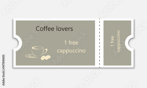 Ticket, voucher for a free cup of coffee.