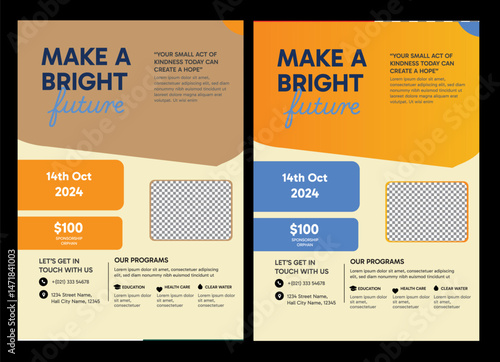charity flyer Template, life charity existence promotion, education program flyer design  Charity Flyer design and Event Fundraising banner Donation poster template

