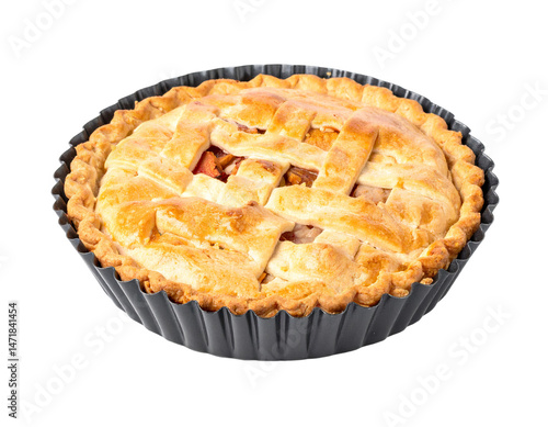 Obraz na płótnie Delicious Homemade Apple Pie Isolated on Transparent Background Sweet Dessert Food w salonie