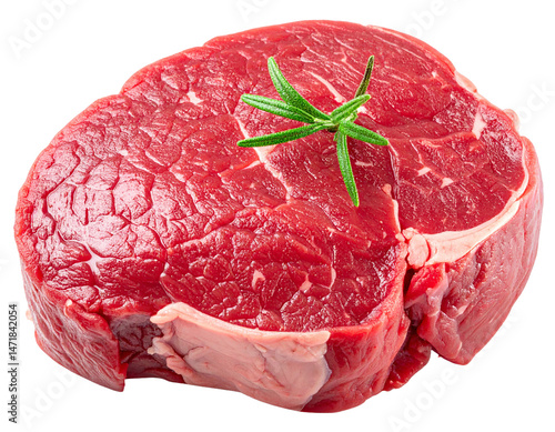 Obraz na płótnie Raw Beef Steak Tenderloin with Rosemary Isolated on Black Background Premium Cut w salonie