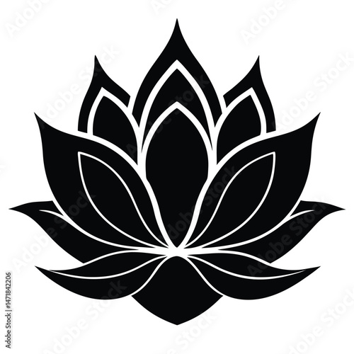 Stylized Egyptian lotus flower illustration in ancient symbolic vector style.