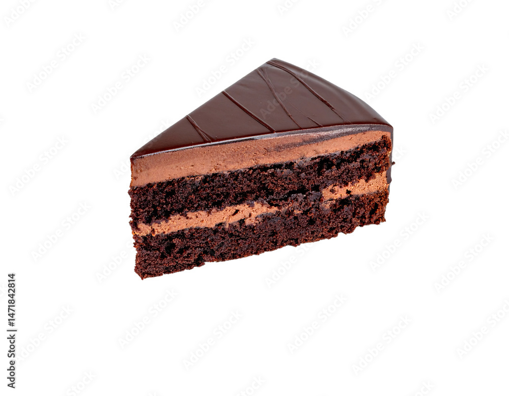 Delicious Chocolate Cake Slice Isolated on Transparent Background Sweet Dessert