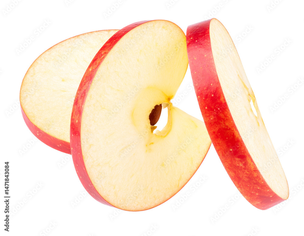 Sliced Red Apple Fresh Fruit Isolated on Transparent Background Healthy Food Concept