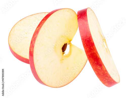 Obraz na płótnie Sliced Red Apple Fresh Fruit Isolated on Transparent Background Healthy Food Concept w salonie