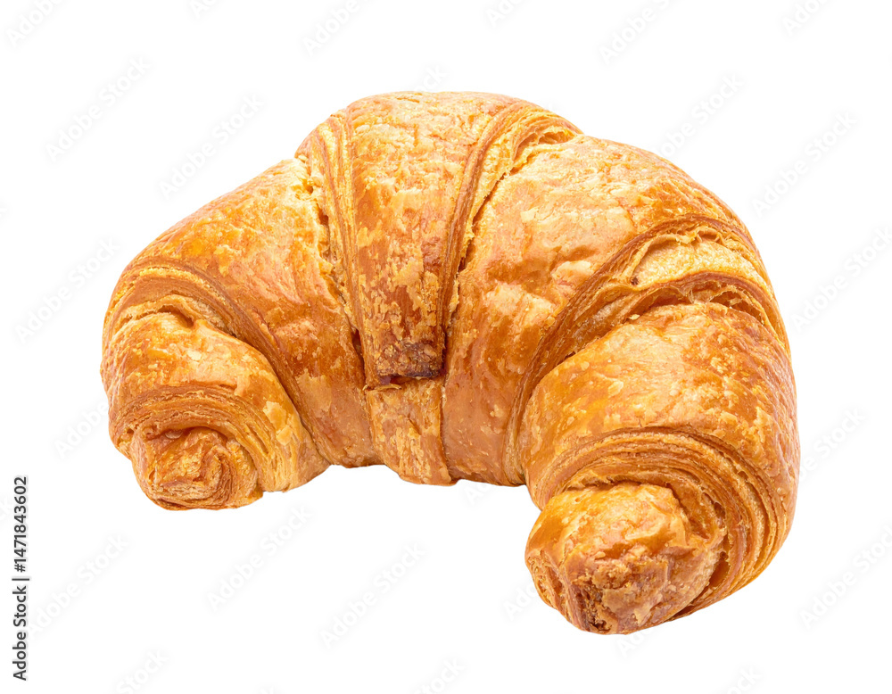 Golden Brown Croissant Isolated Pastry for Delicious Breakfast and Bakery Food PNG