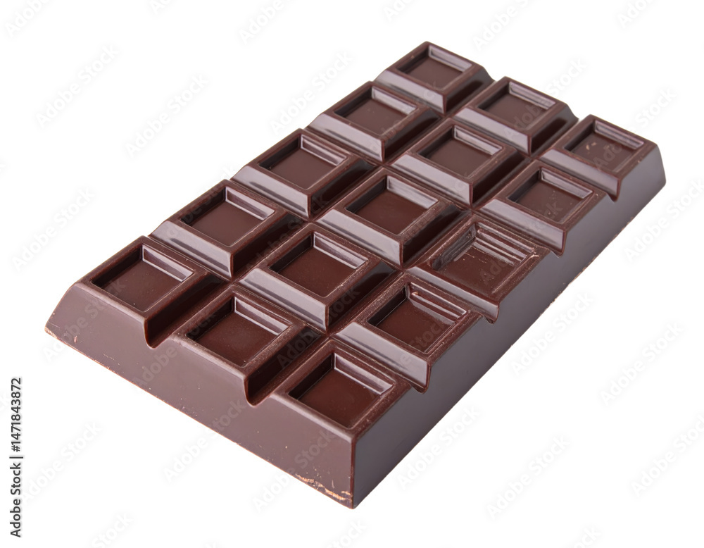 Delicious Dark Chocolate Bar Isolated on Transparent Background Sweet Treat Concept
