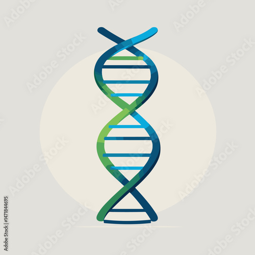Illustration shows a DNA helix, the spiral structure of genetic material, against a white background, representing science and biotechnology research