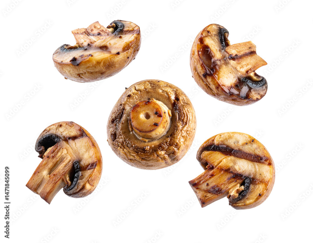 Grilled Mushroom Isolated Food Ingredient Vegetable Nutrition Healthy Cooking Element