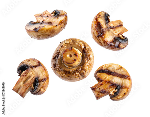 Obraz na płótnie Grilled Mushroom Isolated Food Ingredient Vegetable Nutrition Healthy Cooking Element w salonie