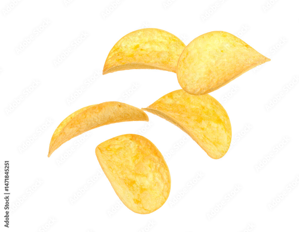Crispy Potato Chips Isolated on Transparent Background Delicious Snack Food Element