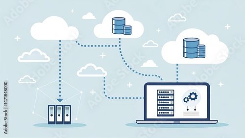 Cloud Computing Concept with Data Storage and Digital Connectivity
