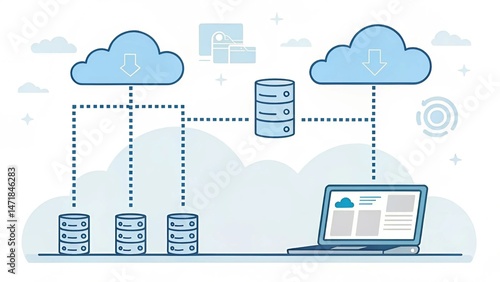 Cloud Computing Concept with Data Storage and Digital Connectivity
