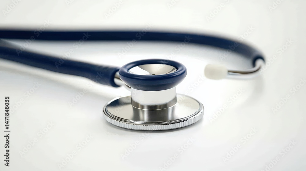 Close up of a stethoscope on white background for medical and health themes Close up of a stethoscope on white background for medical and health themes