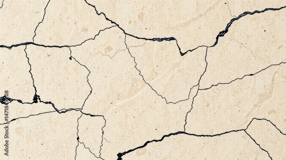 Fototapeta premium Abstract Beige Texture with Dark Crack Lines, Ideal for Backgrounds and Design Projects