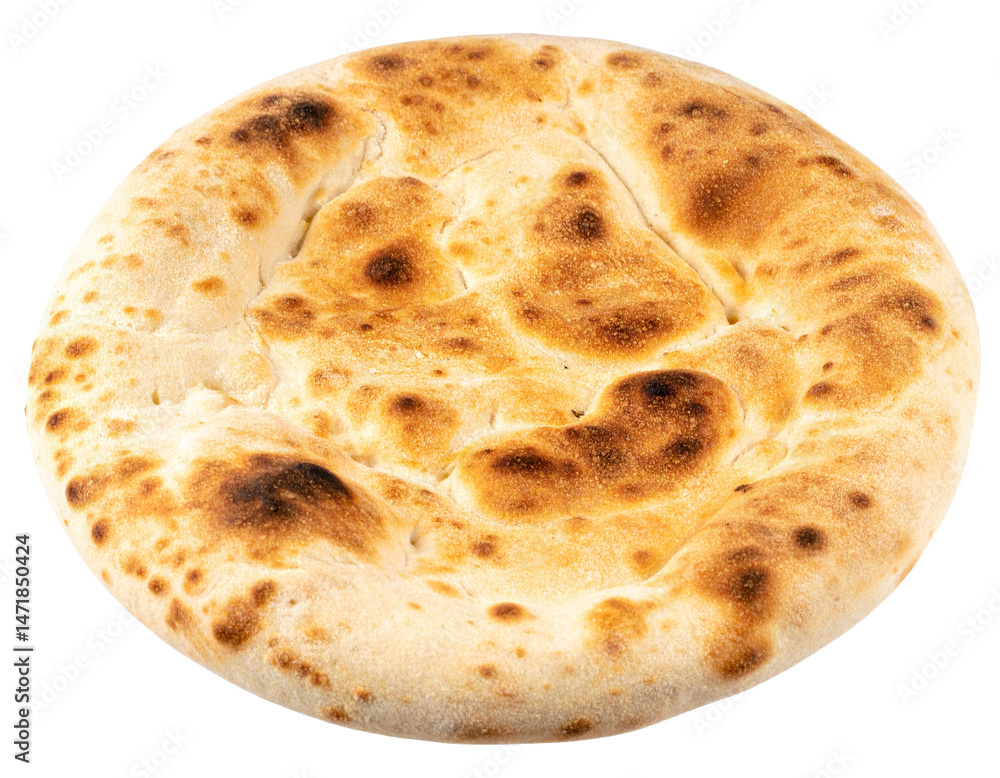 Fresh Baked Pita Bread Flatbread Isolated on Transparent Background Food Photography