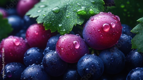 Wallpaper Mural Surreal Grape Drops - Oversized water droplets on grapes, surreal proportions and clarity Torontodigital.ca