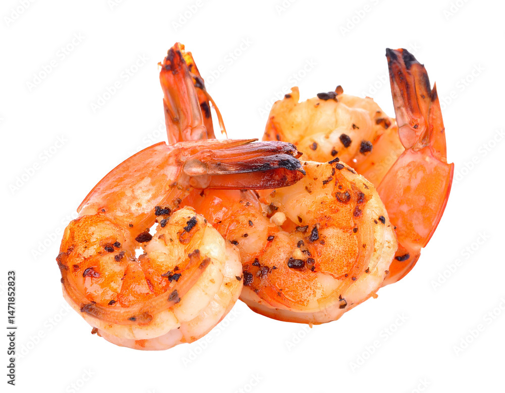 Grilled Shrimp Isolated Appetizing Cooked Prawn Seafood Cuisine Culinary Delicacy