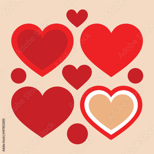 set of love heart icon vector illustration.