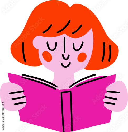 book reader cute illustration