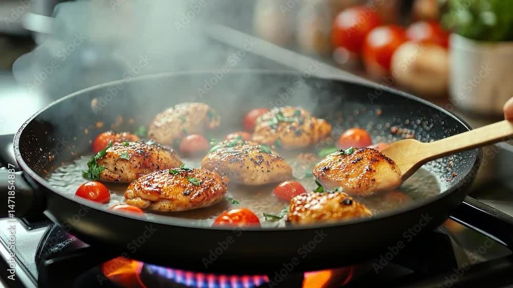 Sizzling Chicken with Cherry Tomatoes Sizzling Chicken with Cherry Tomatoes