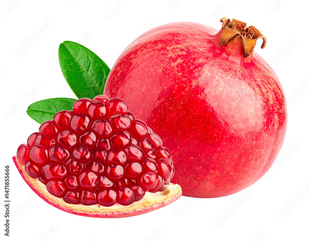 Fresh Pomegranate Fruit Isolated on Transparent Background Red Juicy Seeds Healthy Food