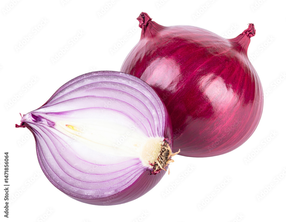 Red Onion Fresh Cutout Transparent Background Food Ingredient Cooking Concept