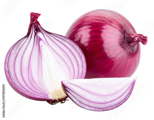 Obraz na płótnie Red Onion Isolated Vegetable Fresh Healthy Food Cooking Ingredient PNG Cutout w salonie