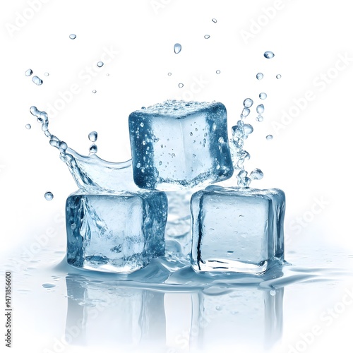 Ice cubes on white background