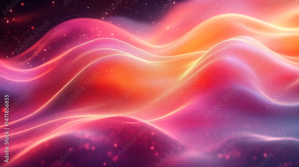 Obraz premium Retro Orange Synthwaves - Wavy lines in vintage orange and pink, 80s-inspired digital background