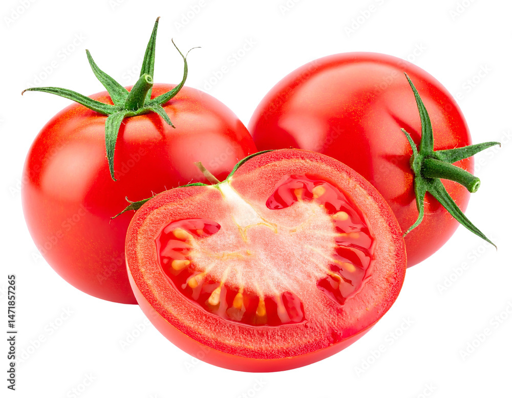Fresh Red Tomatoes Isolated Close Up Healthy Eating Ingredient Food Photography