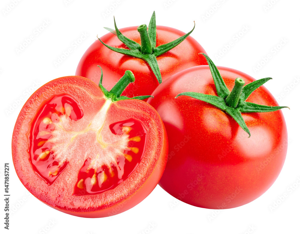 Fresh Red Tomato Isolated on Transparent Background for Healthy Eating and Cooking Concepts