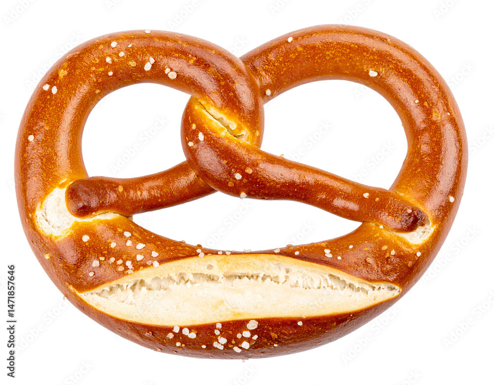 Delicious salty pretzel isolated against transparent background cutout element