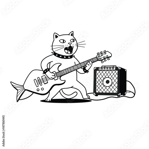 Rocking Out with a Guitar-Wielding Cat