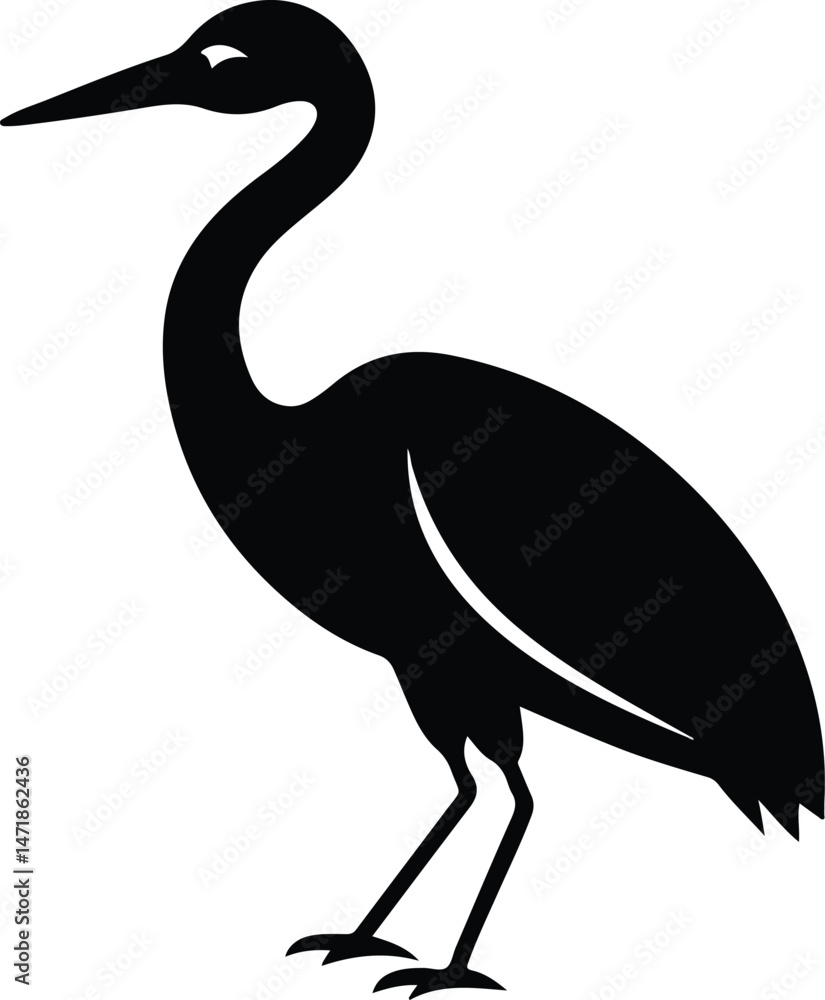 Fototapeta premium Black and White Heron – Flowing Line Art in Monochrome
