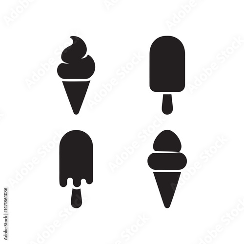 Ice Cream Silhouette Vector Set For Summer
