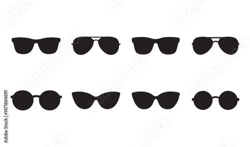 Sunglasses Icon Silhouette Collection Vector
