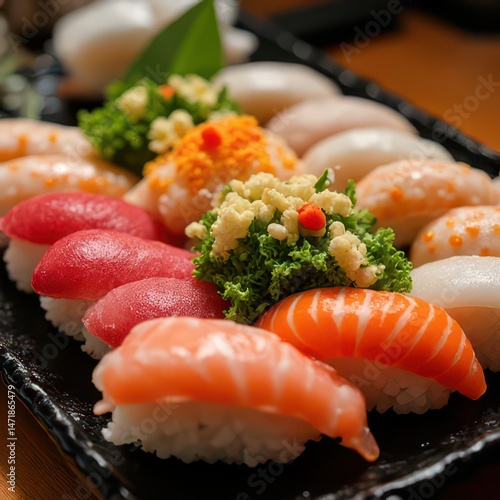 Wallpaper Mural Assorted Nigiri Sushi Platter with Fresh Fish
 Torontodigital.ca