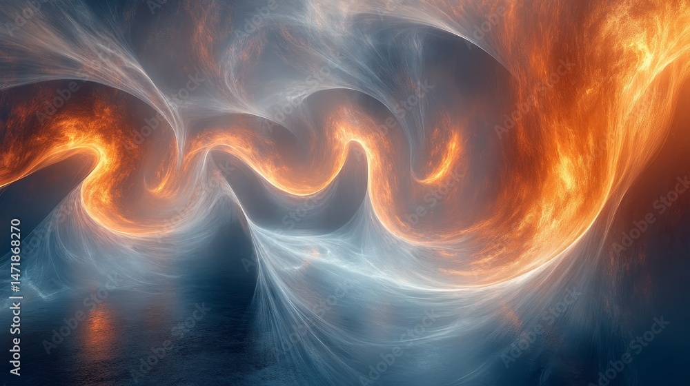 Abstract swirling forms of fire and smoke in a cosmic scene. Abstract swirling forms of fire and smoke in a cosmic scene.