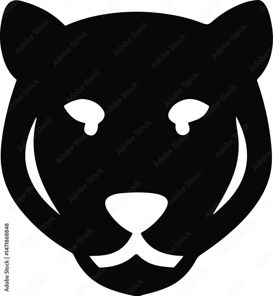 Obraz premium Minimal Black and White Tiger Face – Bold Animal Line Art